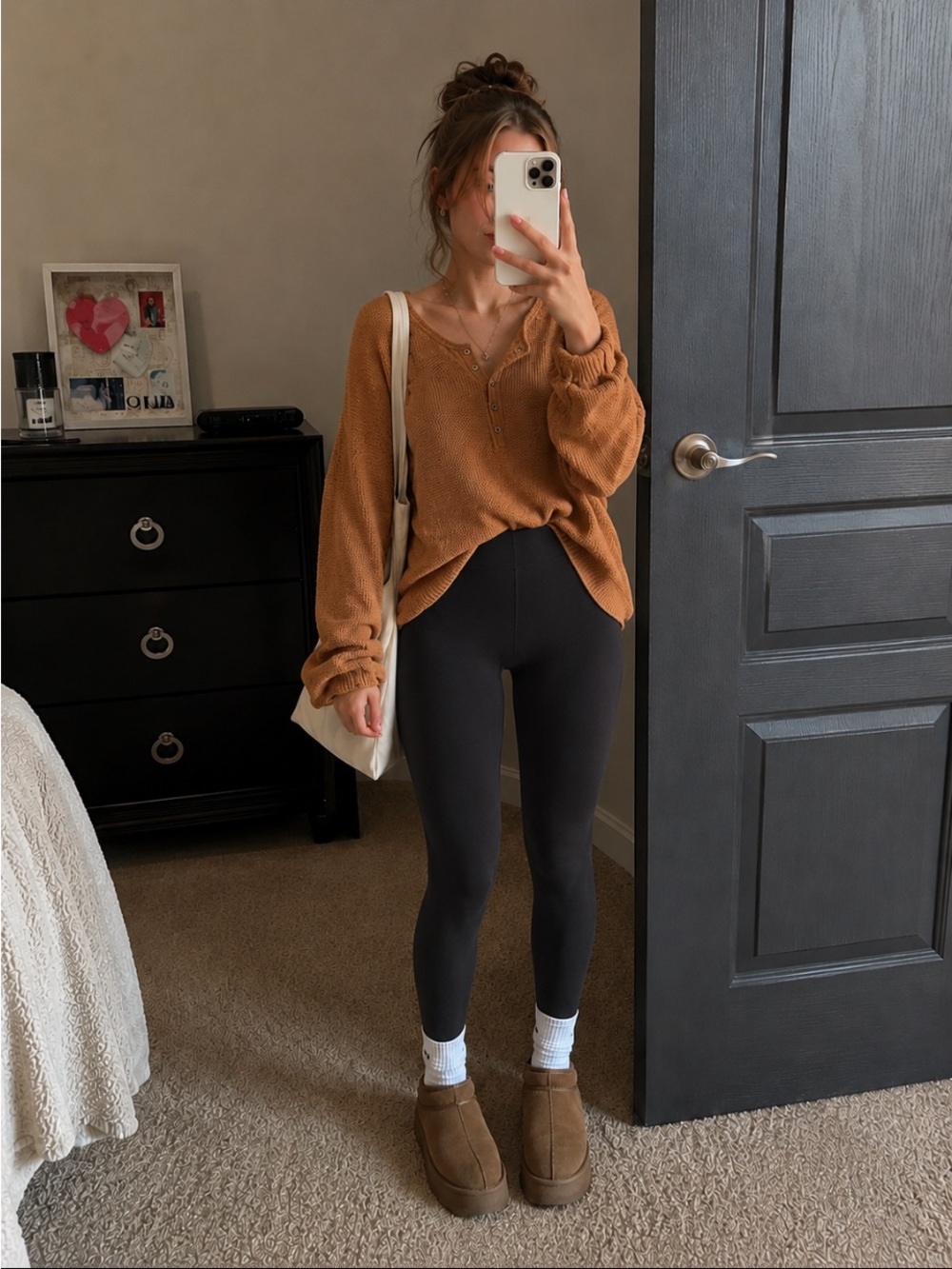 Vici Burnt Orange Knit Henley Sweater